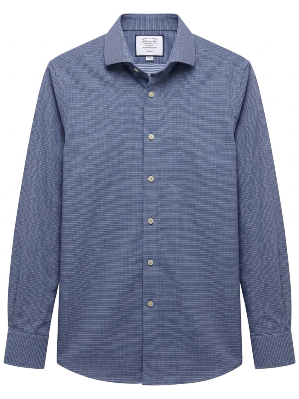 Charles Tyrwhitt Men's Blue Textured Dress Shirt